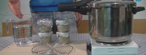 Sterilising mushroom substrate in pressure cooker